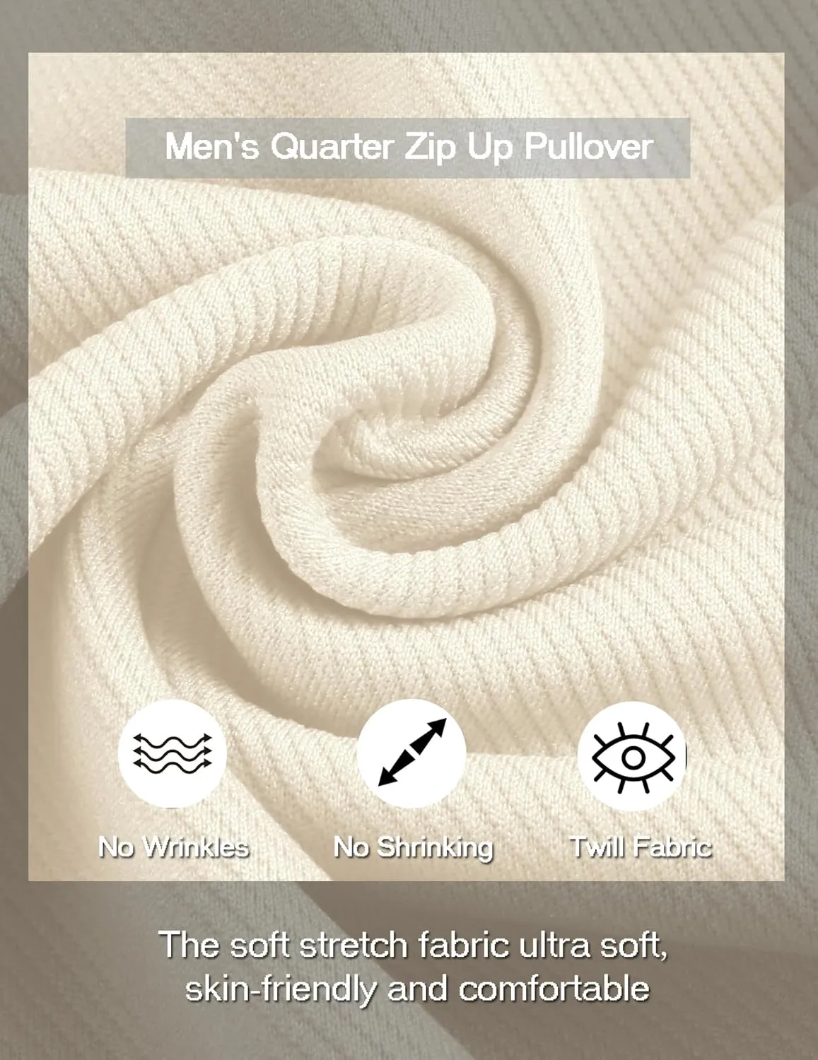 COOFANDY Mens Quarter Zip Pullover Quilted Sweatshirt Long Sleeve Mock Neck Sweater Polo Half Zip Pullover with Pocket