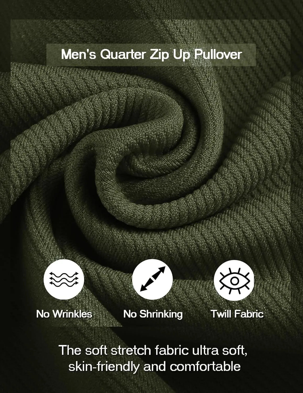 COOFANDY Mens Quarter Zip Pullover Quilted Sweatshirt Long Sleeve Mock Neck Sweater Polo Half Zip Pullover with Pocket