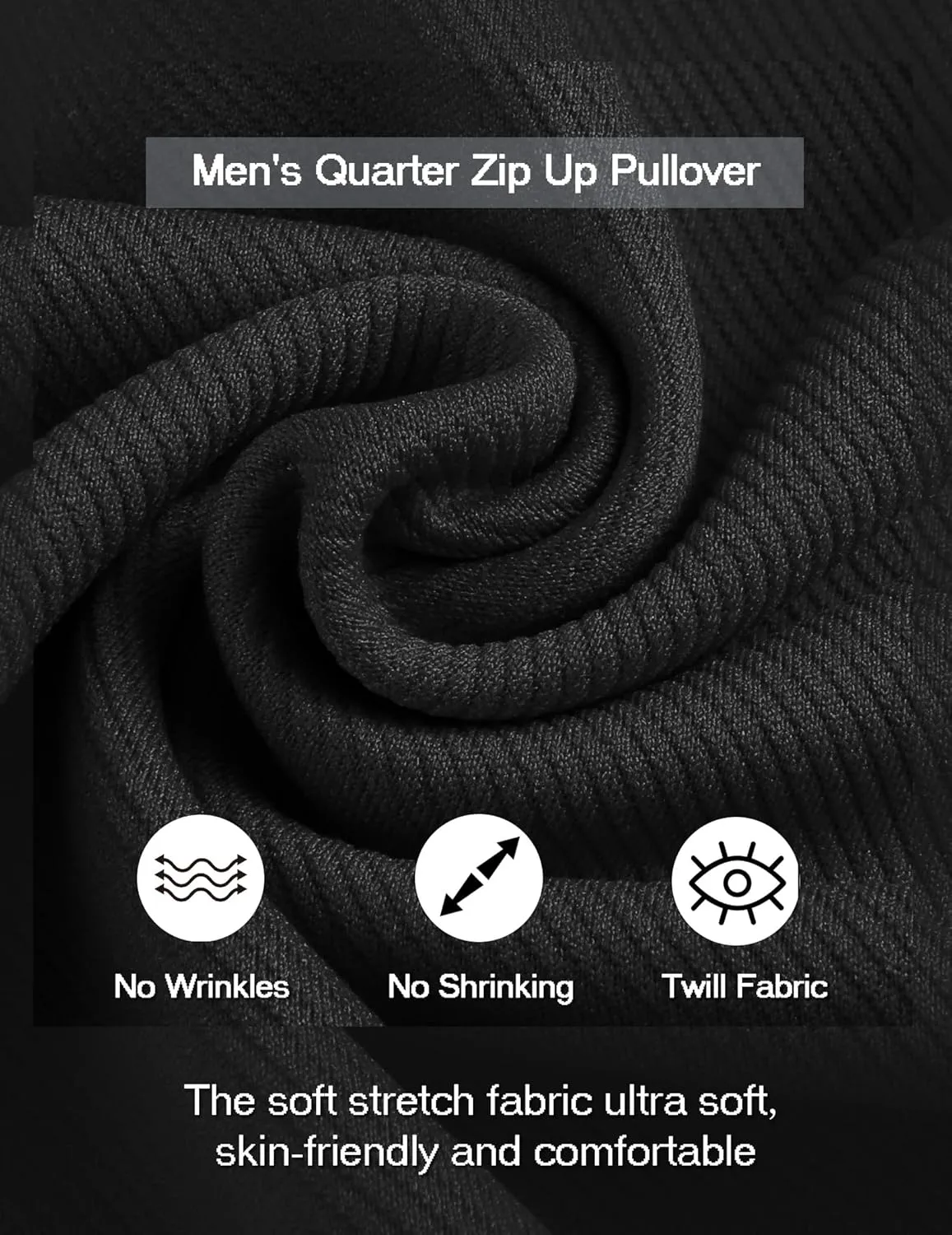 COOFANDY Mens Quarter Zip Pullover Quilted Sweatshirt Long Sleeve Mock Neck Sweater Polo Half Zip Pullover with Pocket
