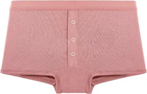 Cotton Boxer Underwear for Women Solid Color Soft Comfy Button Brief Casual Breathable Seamless Full Coverage Pantie