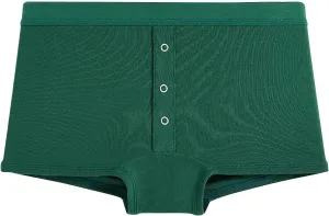 Cotton Boxer Underwear for Women Solid Color Soft Comfy Button Brief Casual Breathable Seamless Full Coverage Pantie