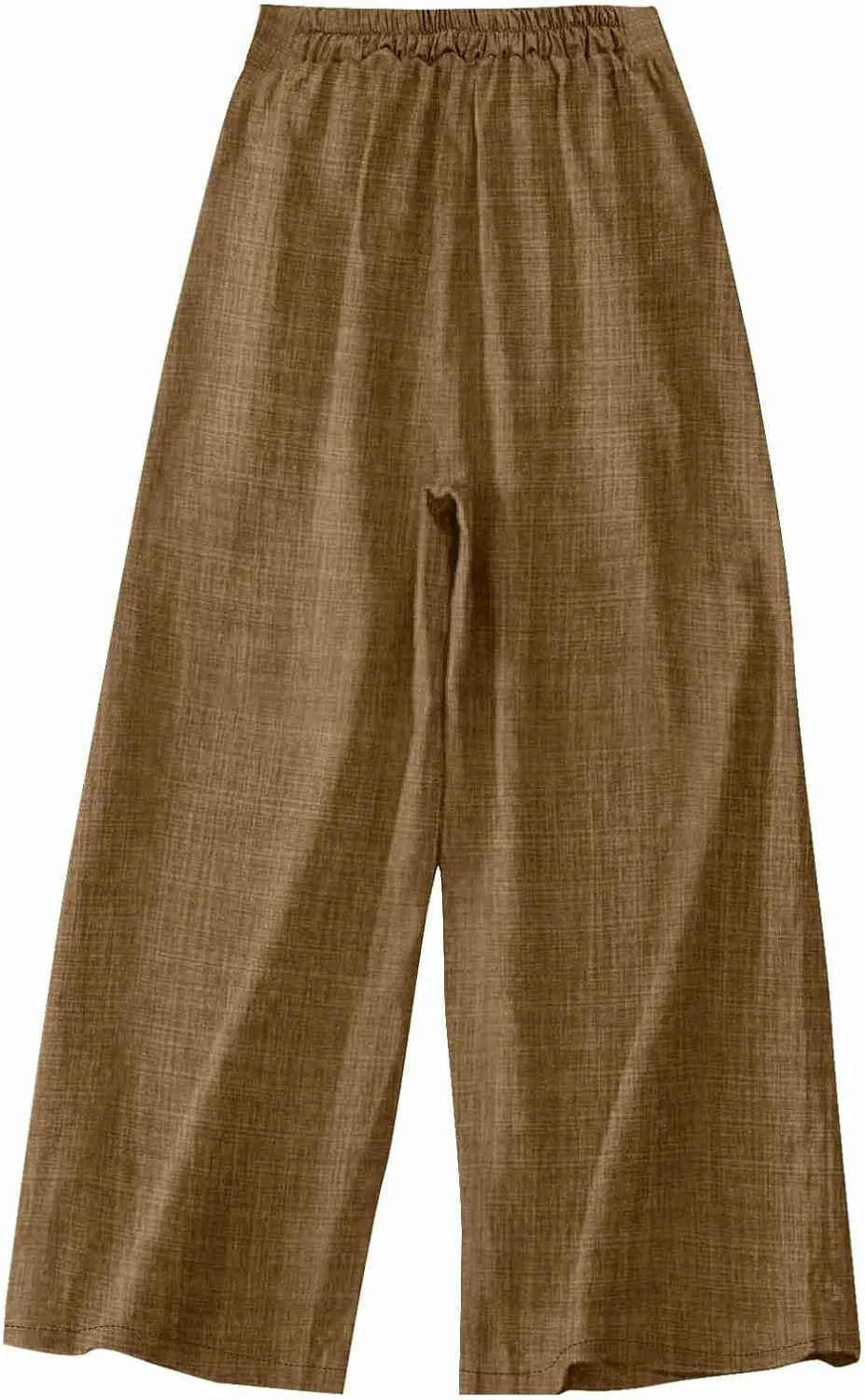 Cotton Linen Pant for Women Summer Casual Wide Leg High Waisted Trouser Drawstring Elastic Waist Pants with Pockets