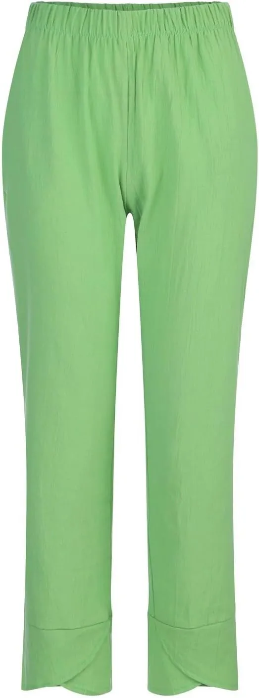 Cotton Linen Pants for Women Loose Fit Summer 2025 Casual Home Pants Elastic Waisted Straight Leg Trousers Beach Resort Wear