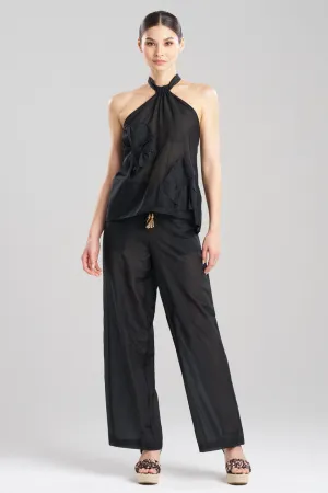 Cotton Silk Voile Applique Sheer Halter Top