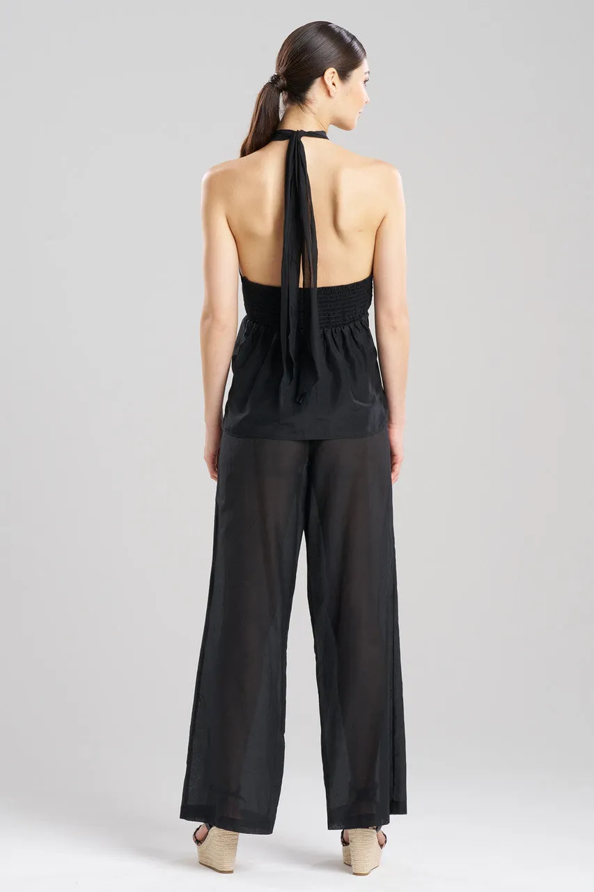 Cotton Silk Voile Applique Sheer Halter Top