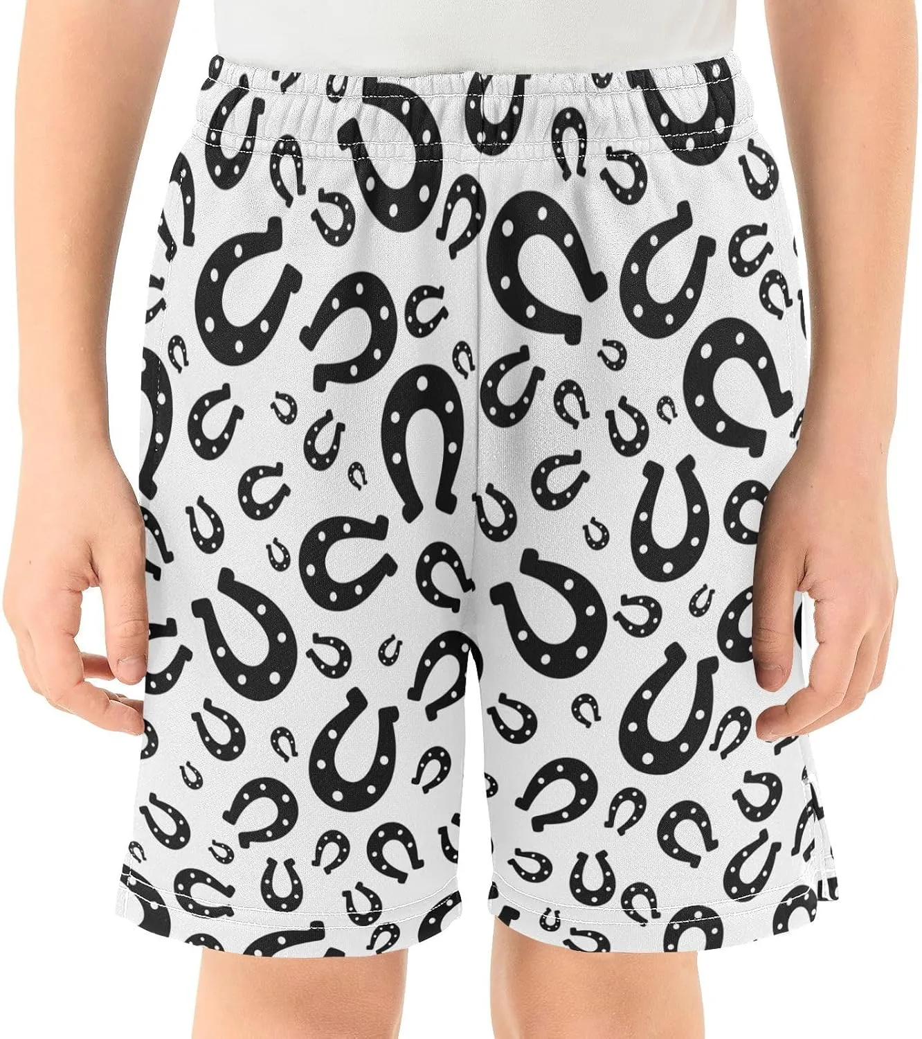 Cow Boy Horseshoe Boys Athletic Shorts Kids Basketball Shorts Gym Short for Summer XL