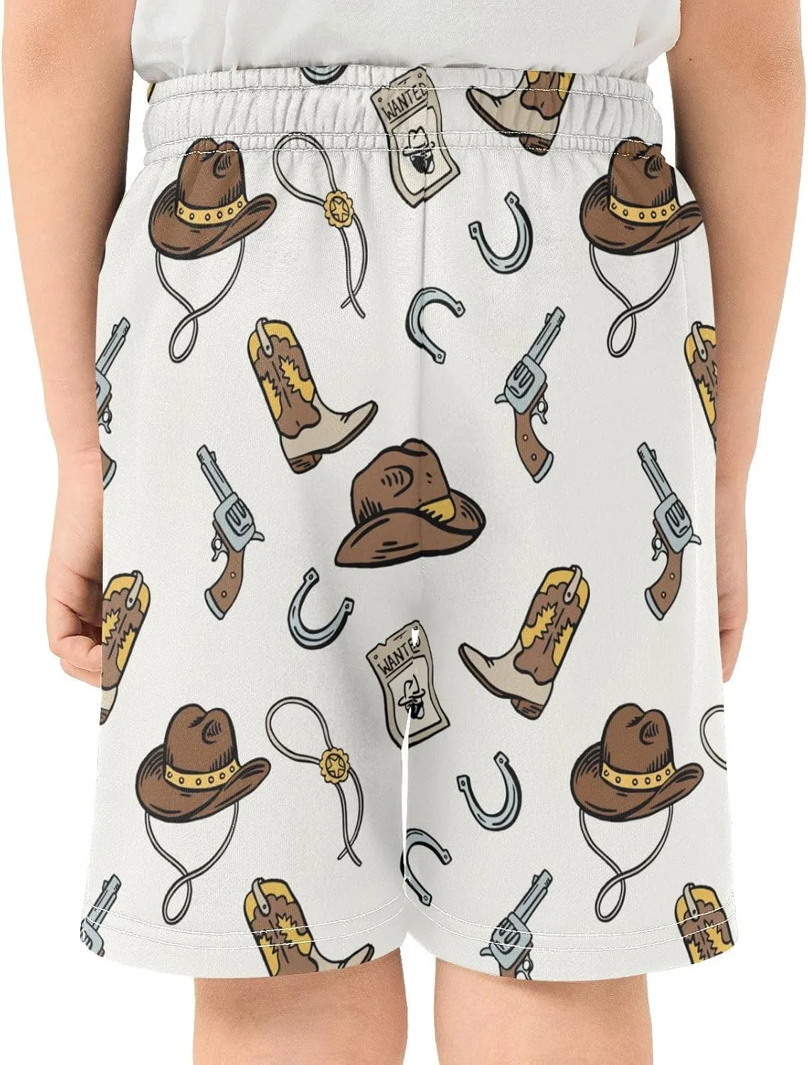 Cowgirl Hat Boots Shoe-horse Boys Athletic Shorts Kids Basketball Shorts Gym Short for Summer L