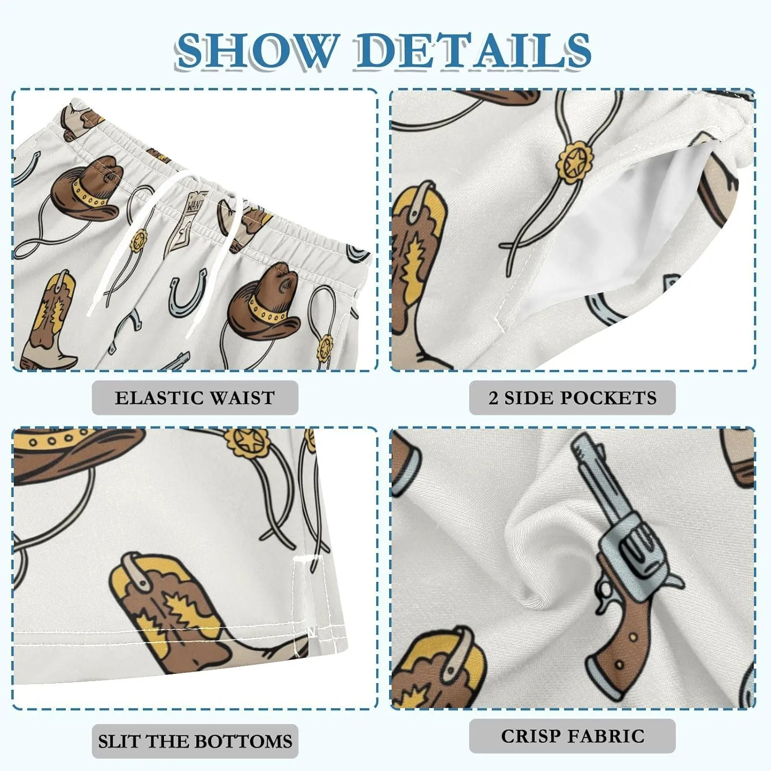 Cowgirl Hat Boots Shoe-horse Boys Athletic Shorts Kids Basketball Shorts Gym Short for Summer L