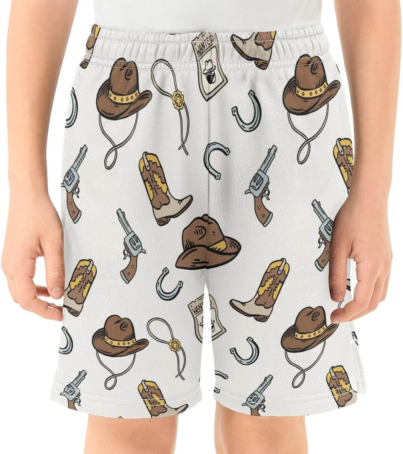 Cowgirl Hat Boots Shoe-horse Boys Athletic Shorts Kids Basketball Shorts Gym Short for Summer L