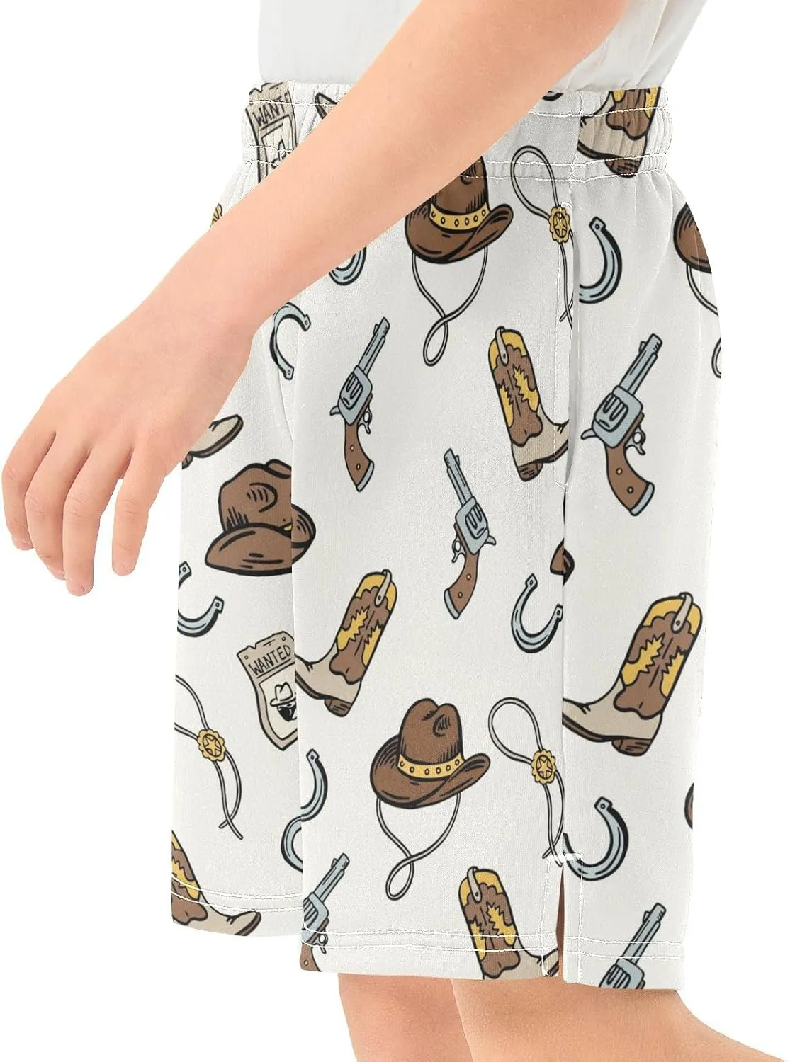 Cowgirl Hat Boots Shoe-horse Boys Athletic Shorts Kids Basketball Shorts Gym Short for Summer L