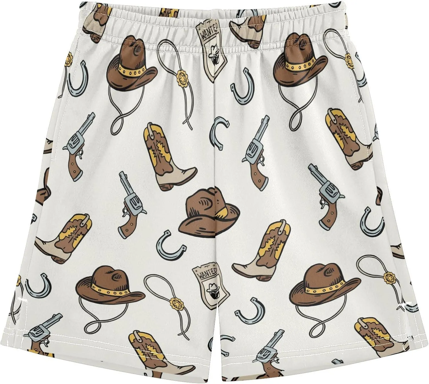 Cowgirl Hat Boots Shoe-horse Boys Athletic Shorts Kids Basketball Shorts Gym Short for Summer L