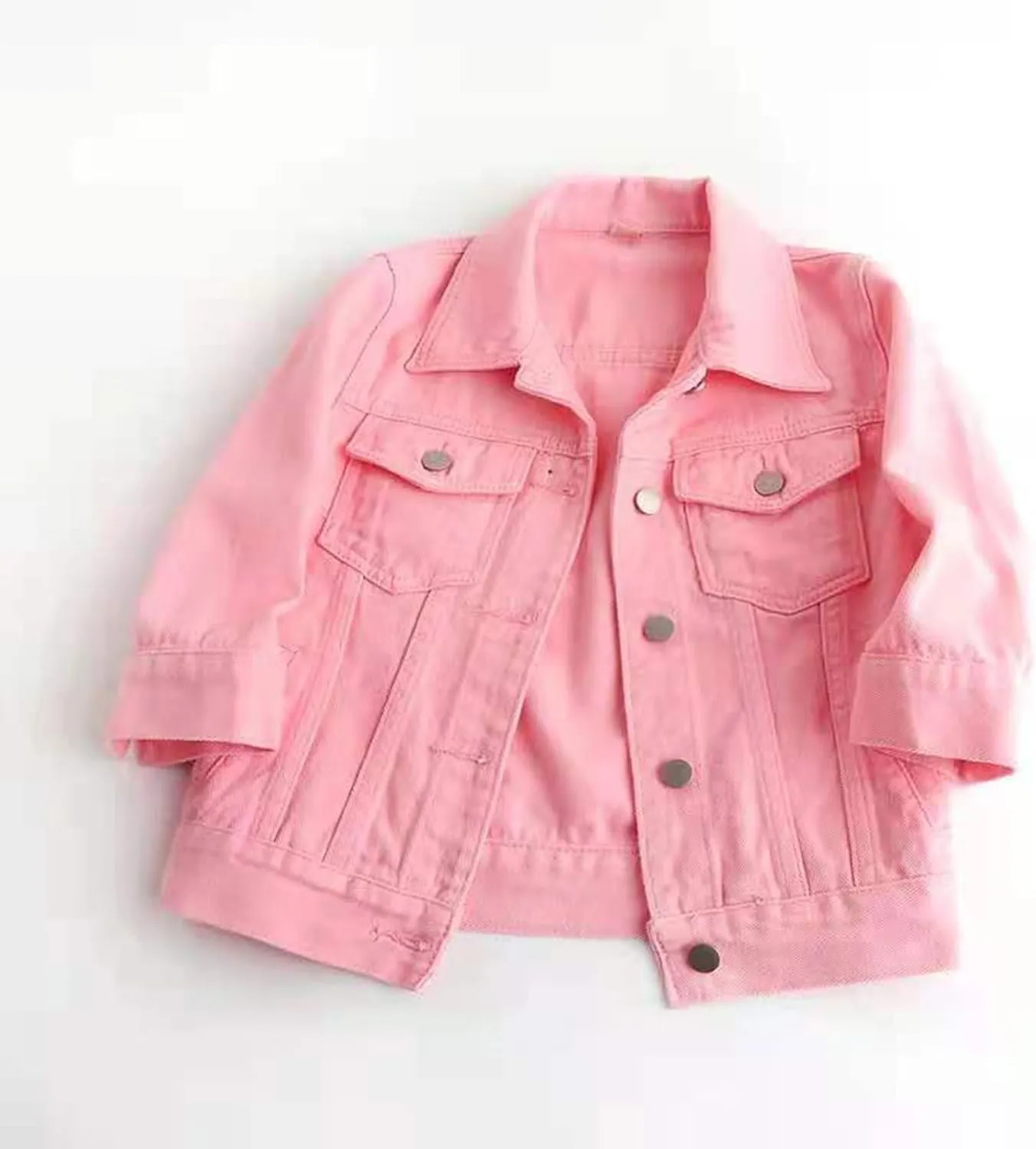 Cropped Jean Jacket for Women 3/4 Sleeve Short Denim Jacket Colored Casual Light Button Crop Trucker Jean Jackets Coat