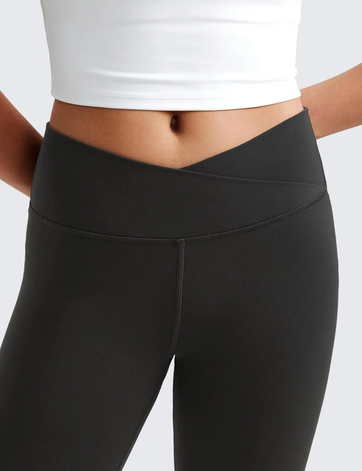 CRZ YOGA Girls Butterluxe Crossover Flare Leggings - Kids High Waist V Cross Bell Bottoms Bootcut Lounge Active Yoga Pants