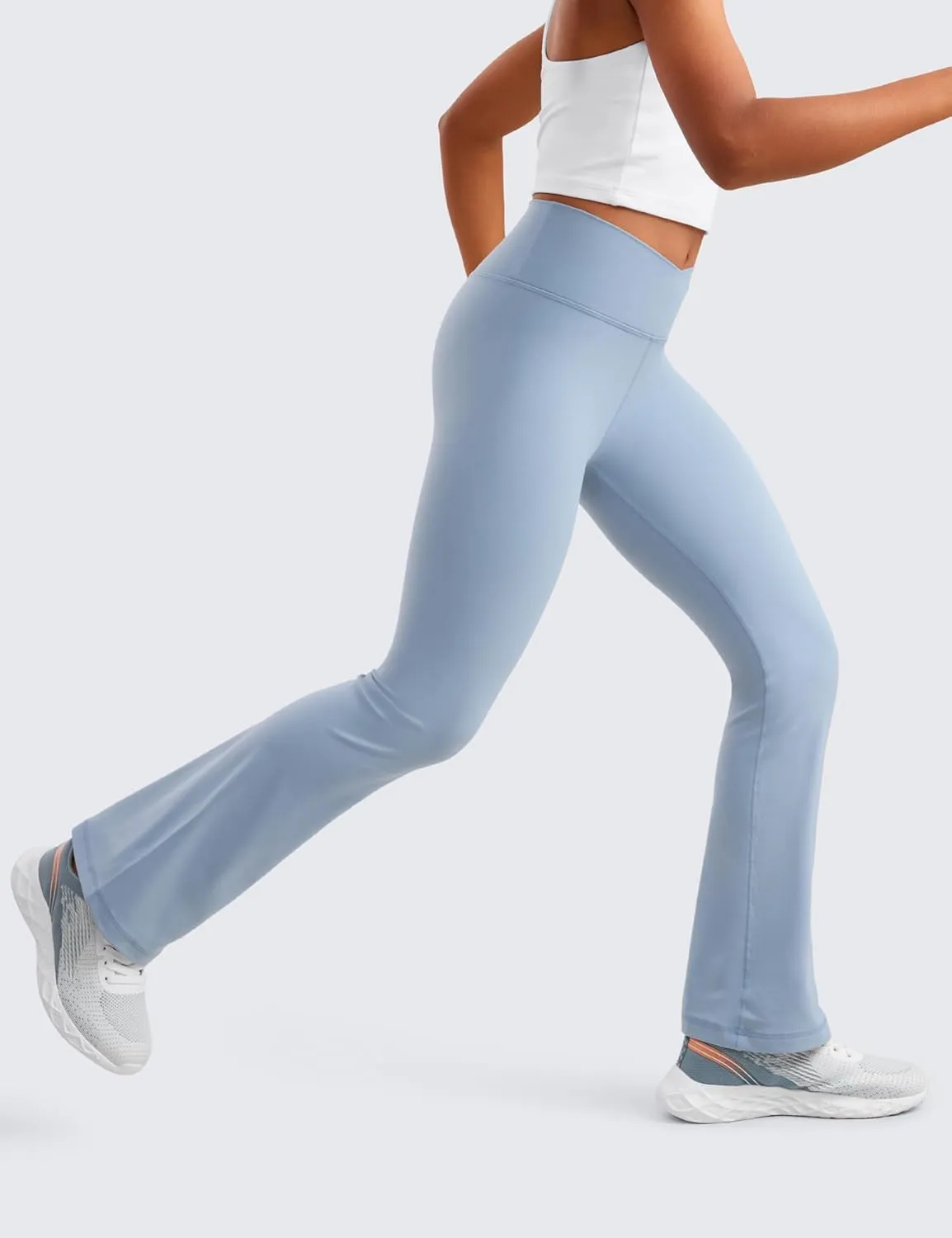 CRZ YOGA Girls Butterluxe Crossover Flare Leggings - Kids High Waist V Cross Bell Bottoms Bootcut Lounge Active Yoga Pants