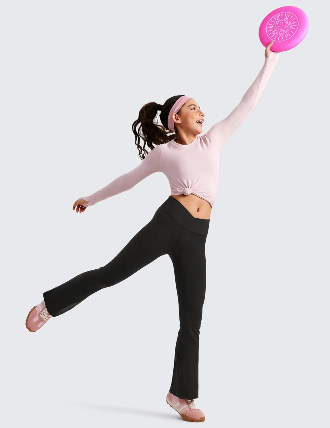 CRZ YOGA Girls Butterluxe Crossover Flare Leggings - Kids High Waist V Cross Bell Bottoms Bootcut Lounge Active Yoga Pants