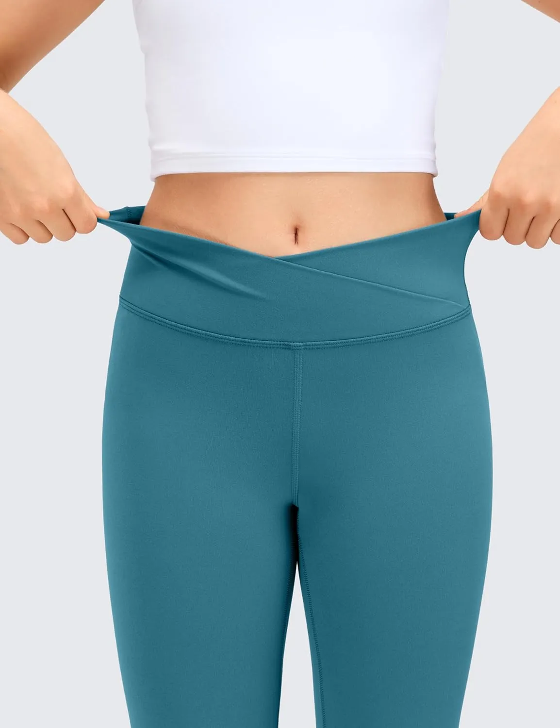 CRZ YOGA Girls Butterluxe Crossover Flare Leggings - Kids High Waist V Cross Bell Bottoms Bootcut Lounge Active Yoga Pants