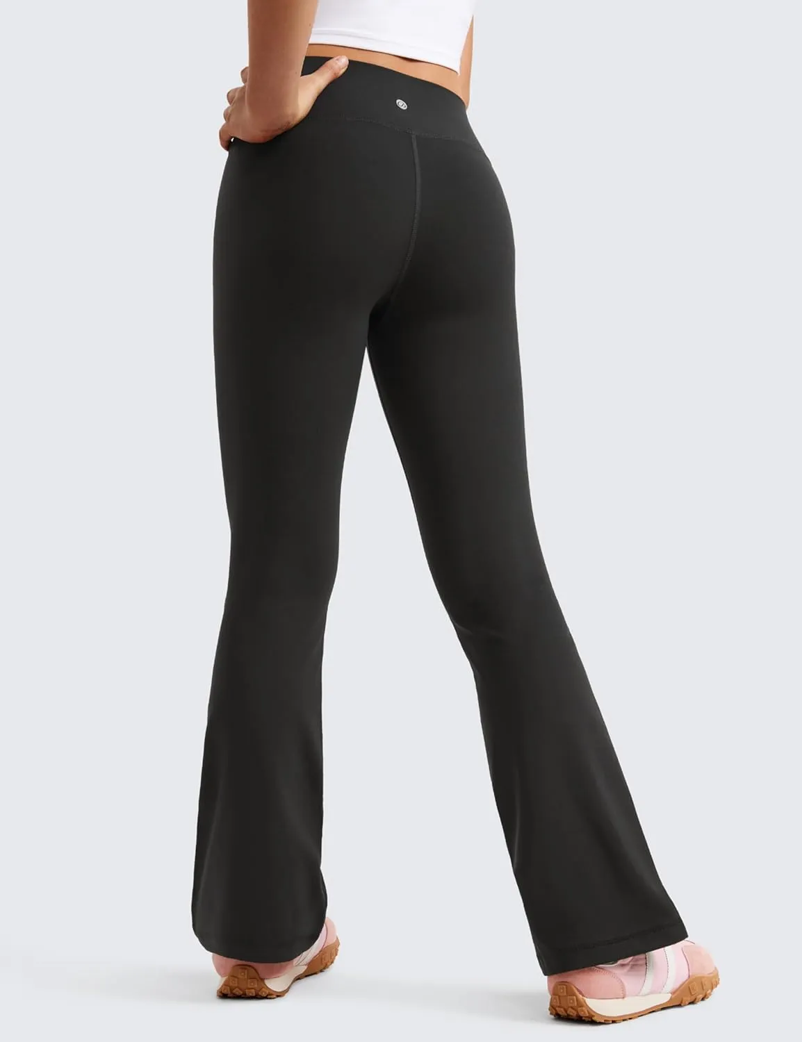 CRZ YOGA Girls Butterluxe Crossover Flare Leggings - Kids High Waist V Cross Bell Bottoms Bootcut Lounge Active Yoga Pants