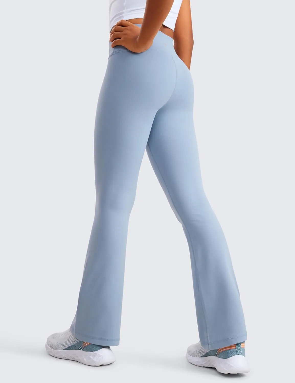 CRZ YOGA Girls Butterluxe Crossover Flare Leggings - Kids High Waist V Cross Bell Bottoms Bootcut Lounge Active Yoga Pants