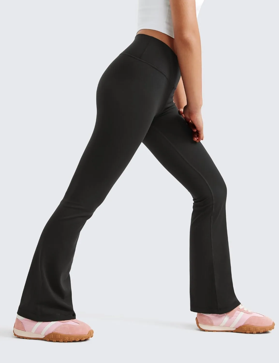 CRZ YOGA Girls Butterluxe Crossover Flare Leggings - Kids High Waist V Cross Bell Bottoms Bootcut Lounge Active Yoga Pants