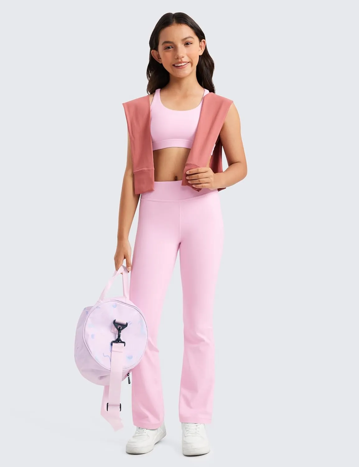 CRZ YOGA Girls Butterluxe Flare Leggings - Kids High Waist Bell Bottoms Bootcut Lounge Casual Active Yoga Dance Pants