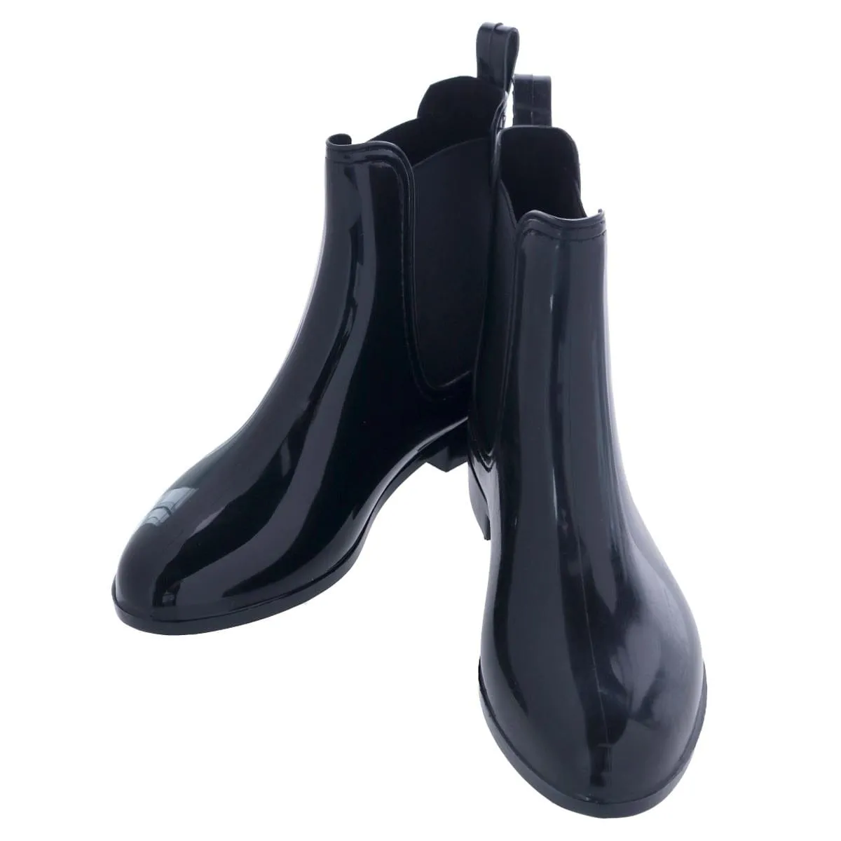CTM® Women's Solid Black Waterproof Ankle Rain Boots