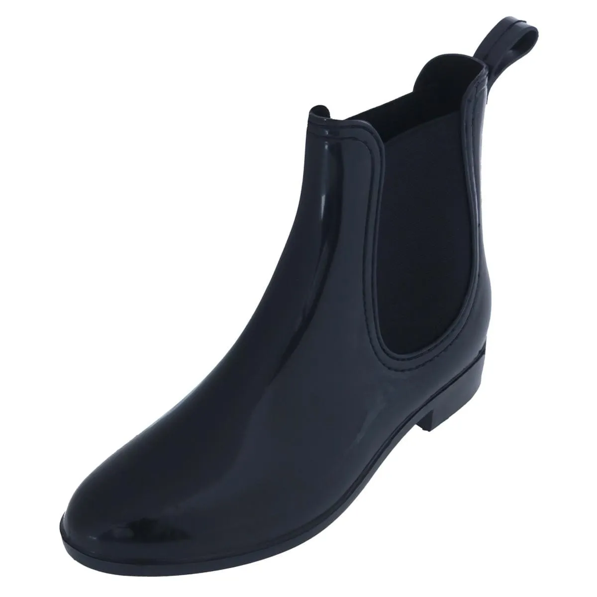 CTM® Women's Solid Black Waterproof Ankle Rain Boots