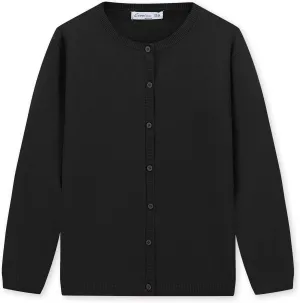 CUNYI Girl's Crewneck Lightweight Button-up Cardigan Cotton Knit Sweater Casual Cute Outerwear