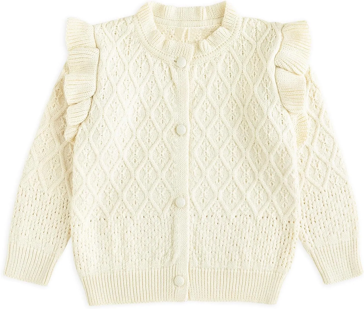 Curipeer Baby Girls Knitted Cardigan Pompoms Sweater Toddler Long Sleeve Jacket Outerwear 6M-4Y