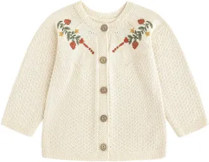 Curipeer Baby Girls Knitted Cardigan Pompoms Sweater Toddler Long Sleeve Jacket Outerwear 6M-4Y