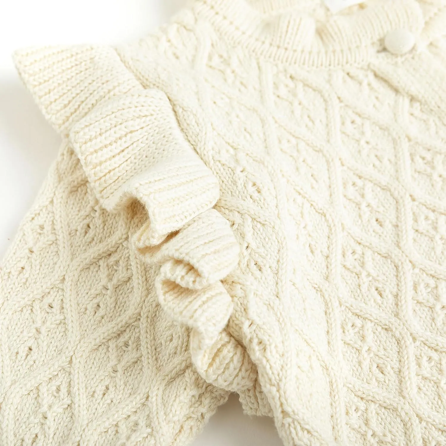 Curipeer Baby Girls Knitted Cardigan Pompoms Sweater Toddler Long Sleeve Jacket Outerwear 6M-4Y