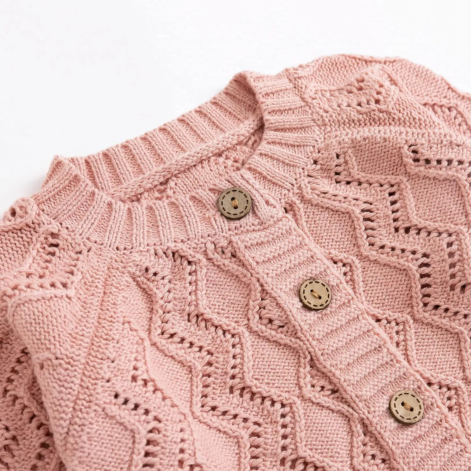 Curipeer Baby Girls Knitted Cardigan Pompoms Sweater Toddler Long Sleeve Jacket Outerwear 6M-4Y