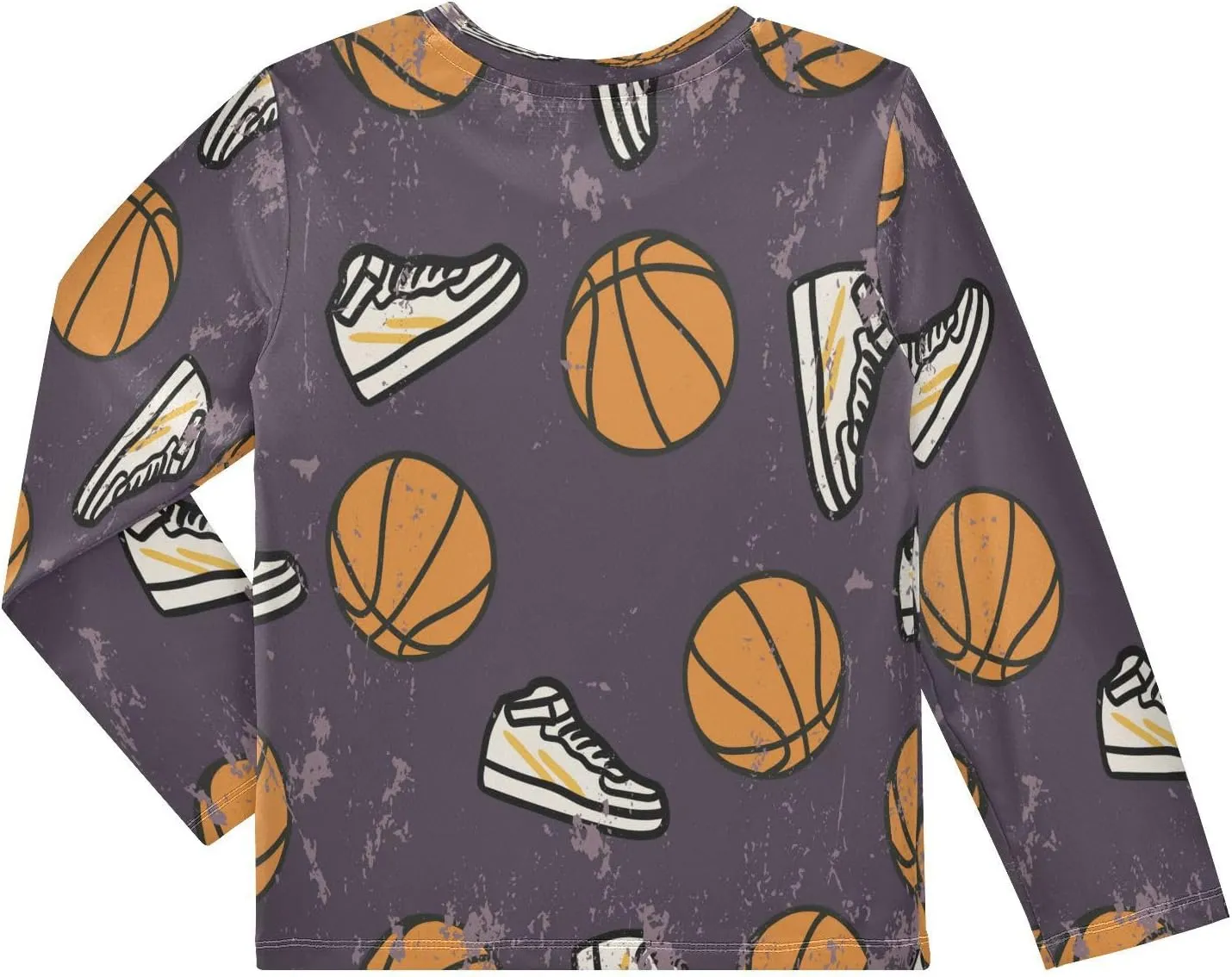 Cute Basketball Shoes Pattern Boys Rash Guard Long Sleeve UPF 50  Boys Swim Shirt Quick Dry Shirt for 3-12 Years