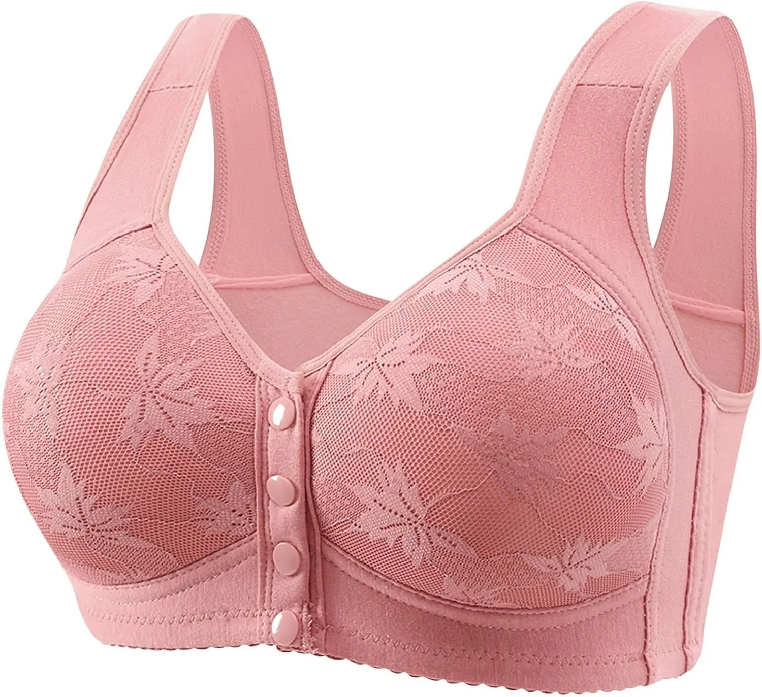 Daisy Bras for Older Women Front Closure Bras Push Up Bra No Underwire Plus Size Front Button Bra
