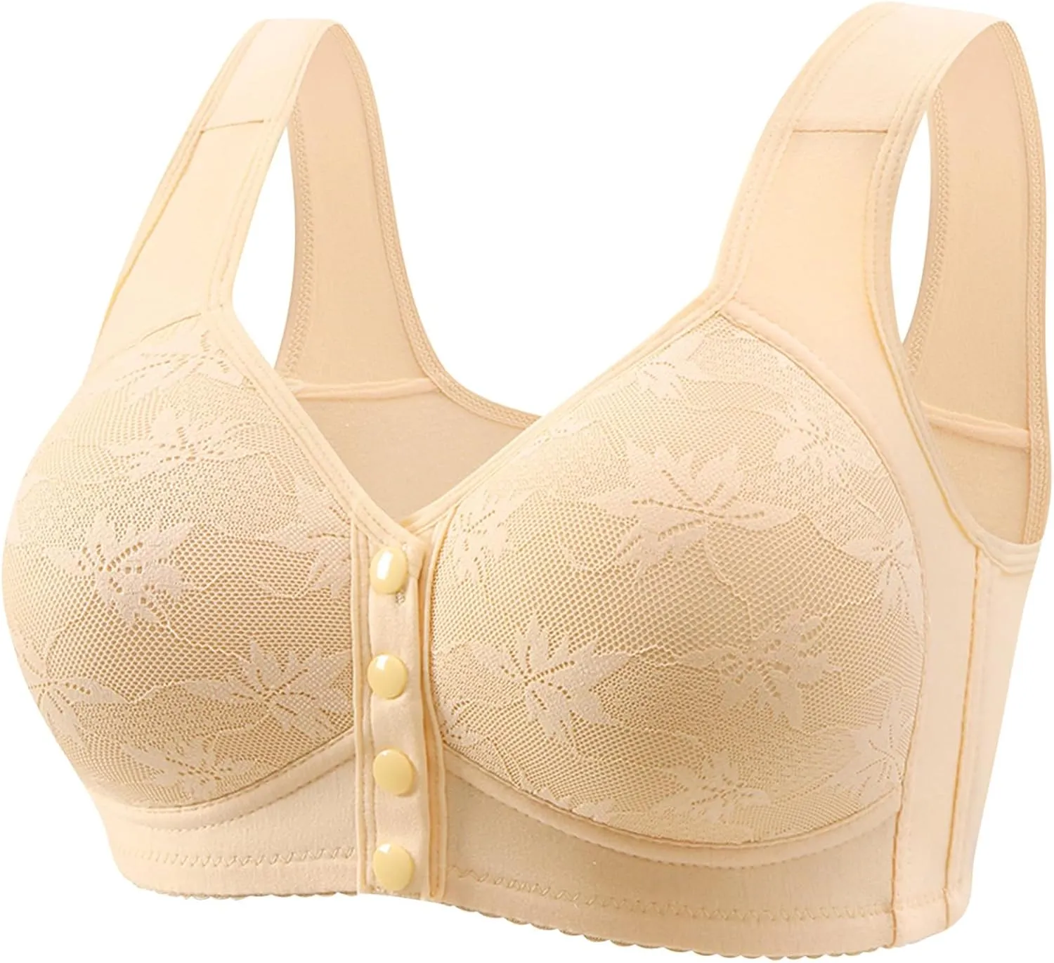 Daisy Bras for Older Women Front Closure Full Coverage Breathable Cotton Bras Plus Size Wireless Push up Everyday Bra