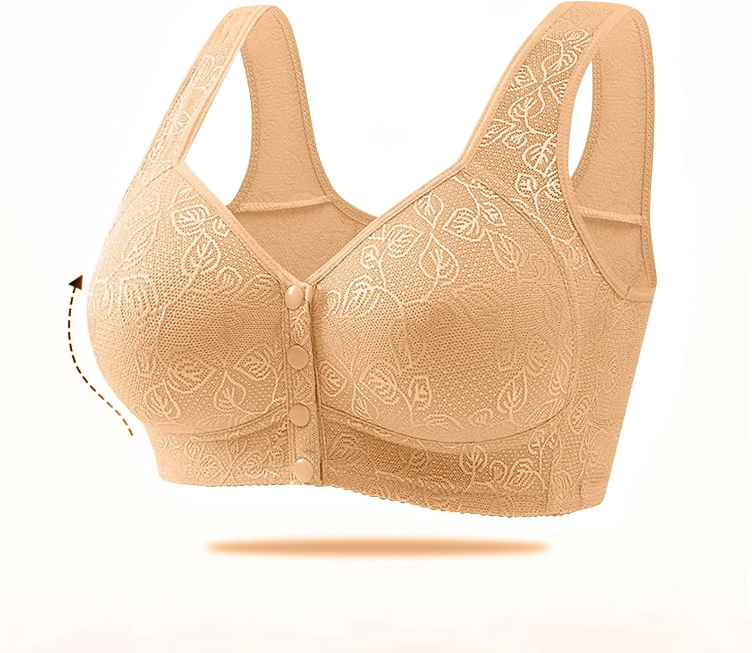 Daisy Bras for Older Women Front Closure Full Coverage Breathable Cotton Bras Plus Size Wireless Push up Everyday Bra