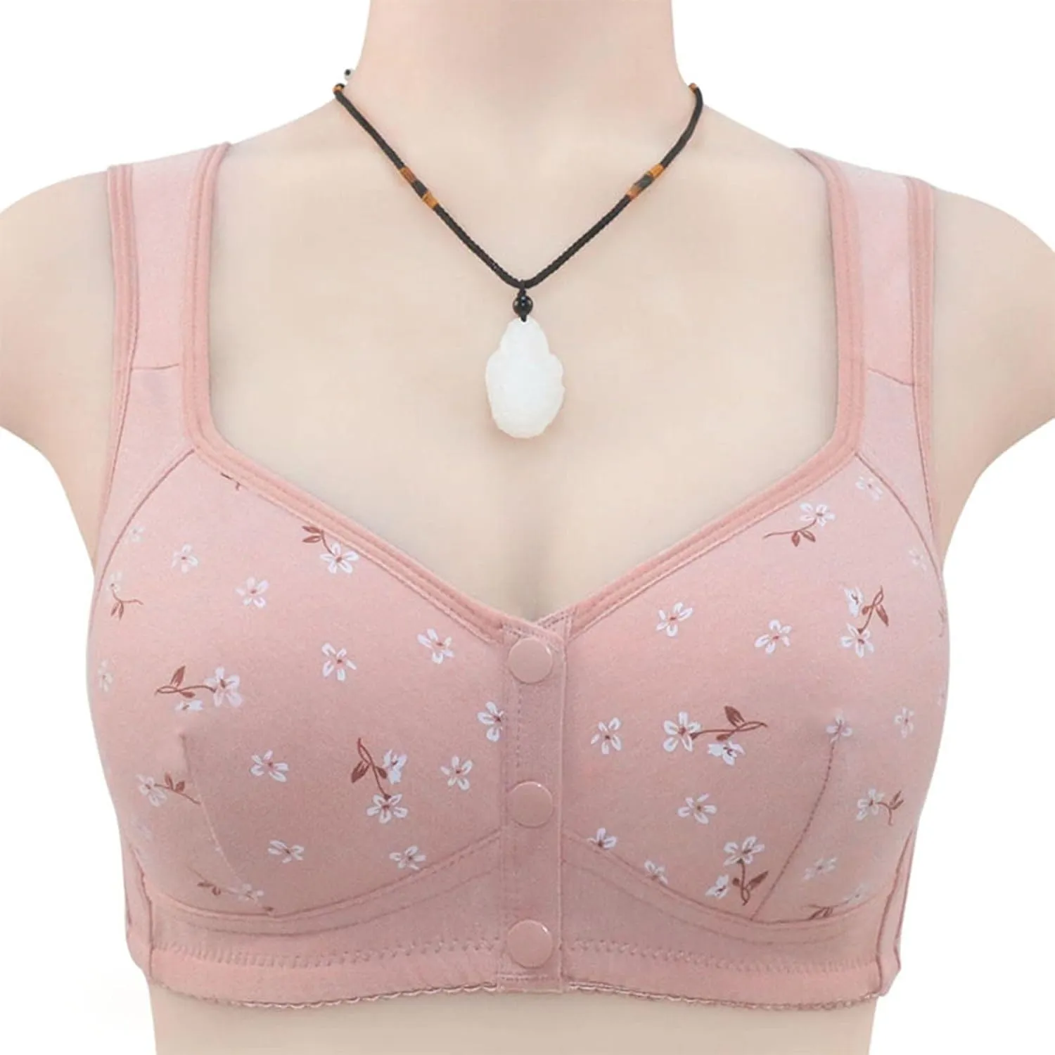 Daisy Bras for Older Women Front Closure Push up Bra No Underwire Senior Bra with Snaps 2025 Upgraded Breathable Cotton Bras