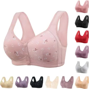 Daisy Bras for Older Women Front Closure Push up Bra No Underwire Senior Bra with Snaps 2025 Upgraded Breathable Cotton Bras