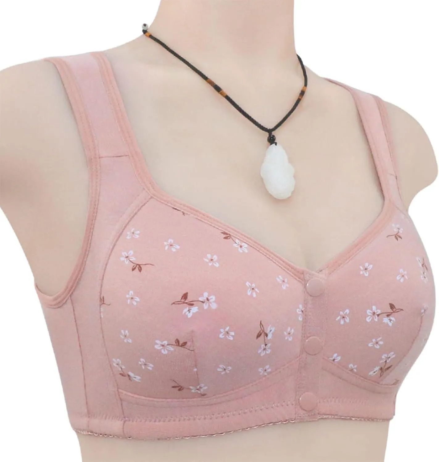 Daisy Bras for Older Women Front Closure Push up Bra No Underwire Senior Bra with Snaps 2025 Upgraded Breathable Cotton Bras