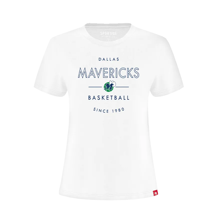 DALLAS MAVERICKS SPORTIQE WOMENS WHITE M-HAT SHORT SLEEVE TEE