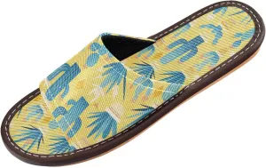 Deep Blue Cacti Yellow Women Men's Fashion Slippers Breathable Beach Sandals for Bedroom Beach Beach
