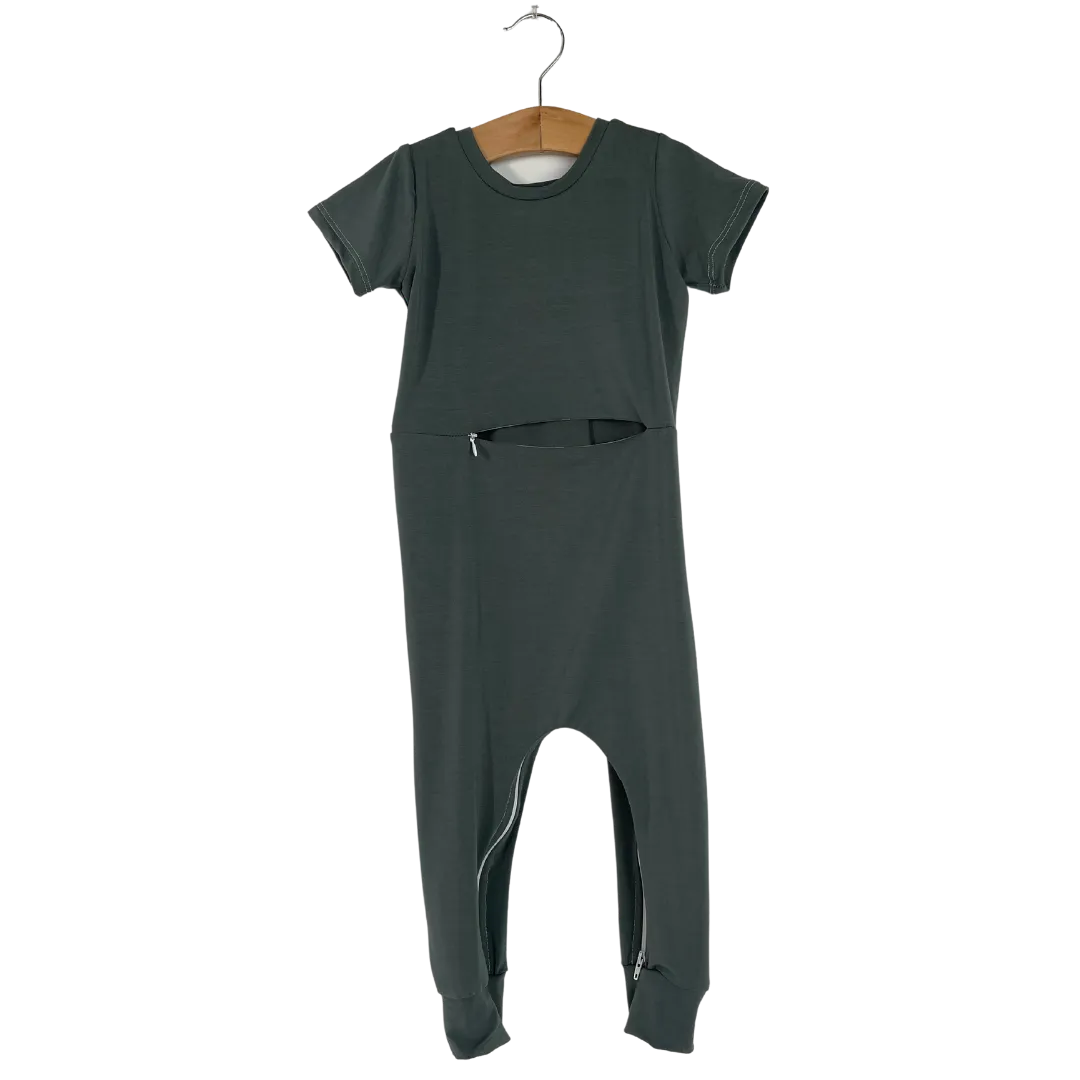 Deep Teal Bamboo Lyocell Romper with G-Tube Access