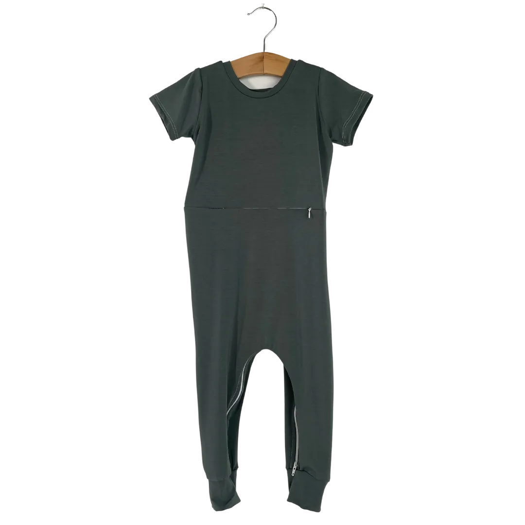 Deep Teal Bamboo Lyocell Romper with G-Tube Access