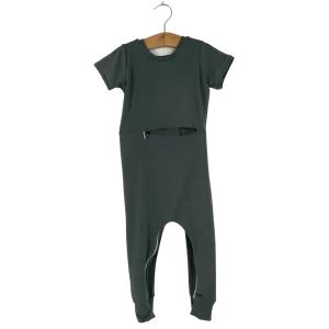 Deep Teal Bamboo Lyocell Romper with G-Tube Access