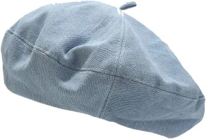 Denim Beret Hat for Women French Style Artist Hat Casual Beanie Cap