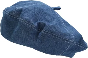 Denim Beret Hat for Women French Style Artist Hat Casual Beanie Cap