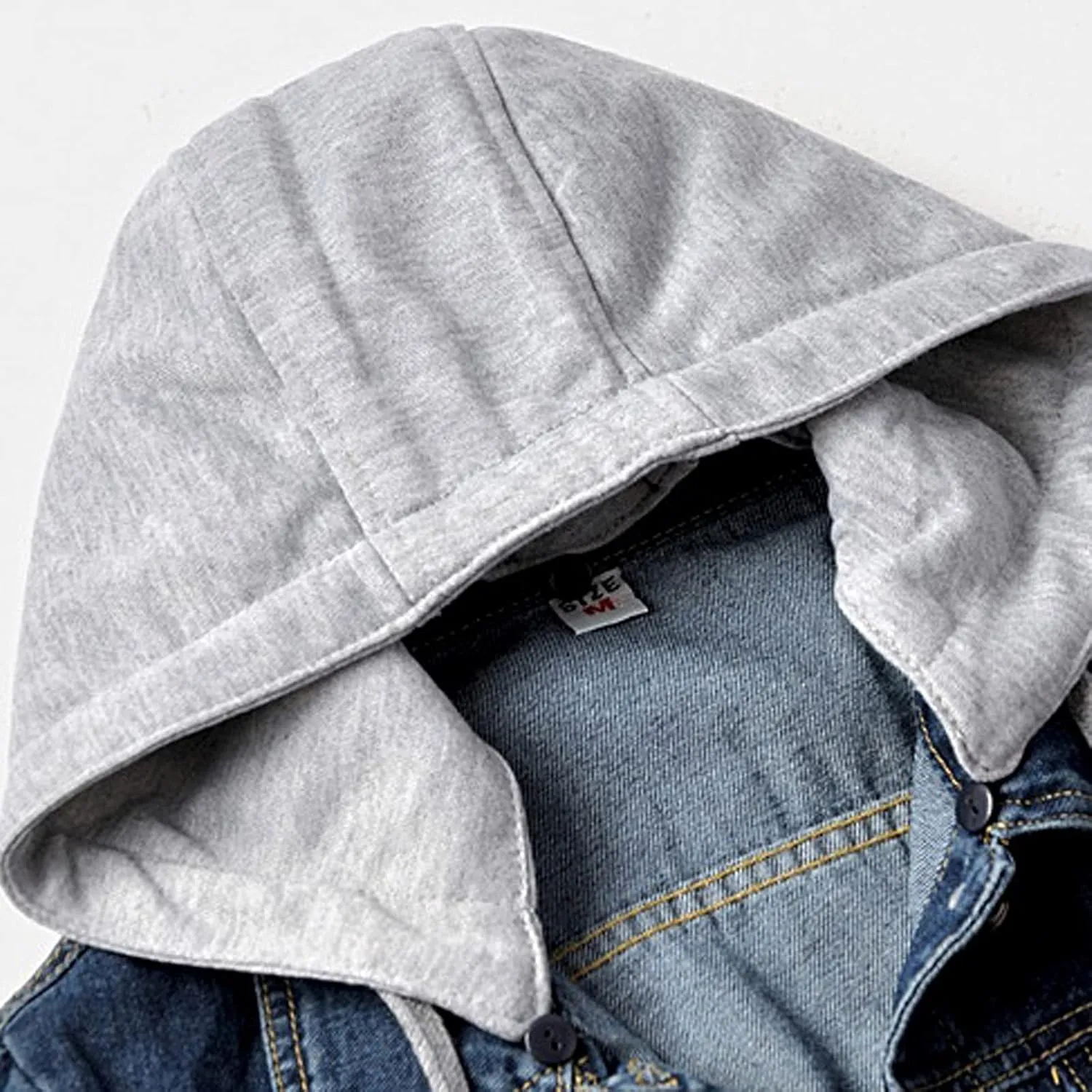 Denim Jacket for Women Casual Denim Jacket Coat Hoodie Pullover Sweatshirt Distressed Costume Long Sleeve Jean Tops