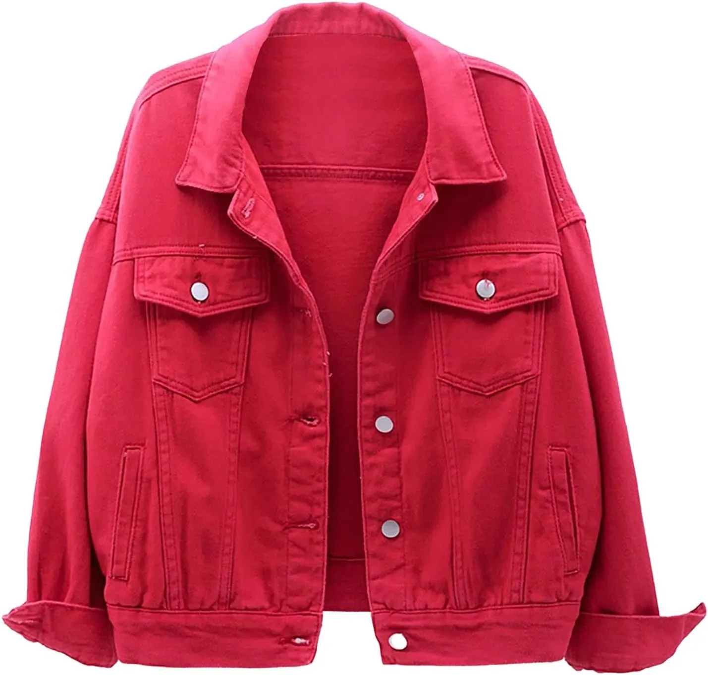 Denim Jackets for Women Oversized Lapel Collar Retro Cowgirl Jean Jackets Trendy Relax Fit Cropped Coats With Pockets