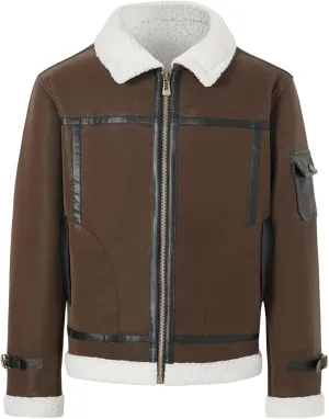 DGHM-JLMY Men's Fur Leather Coat Lapel Cashmere Cotton Military Jacket Thicken Cargo Coat Vintage Padded Warm Winter Coat