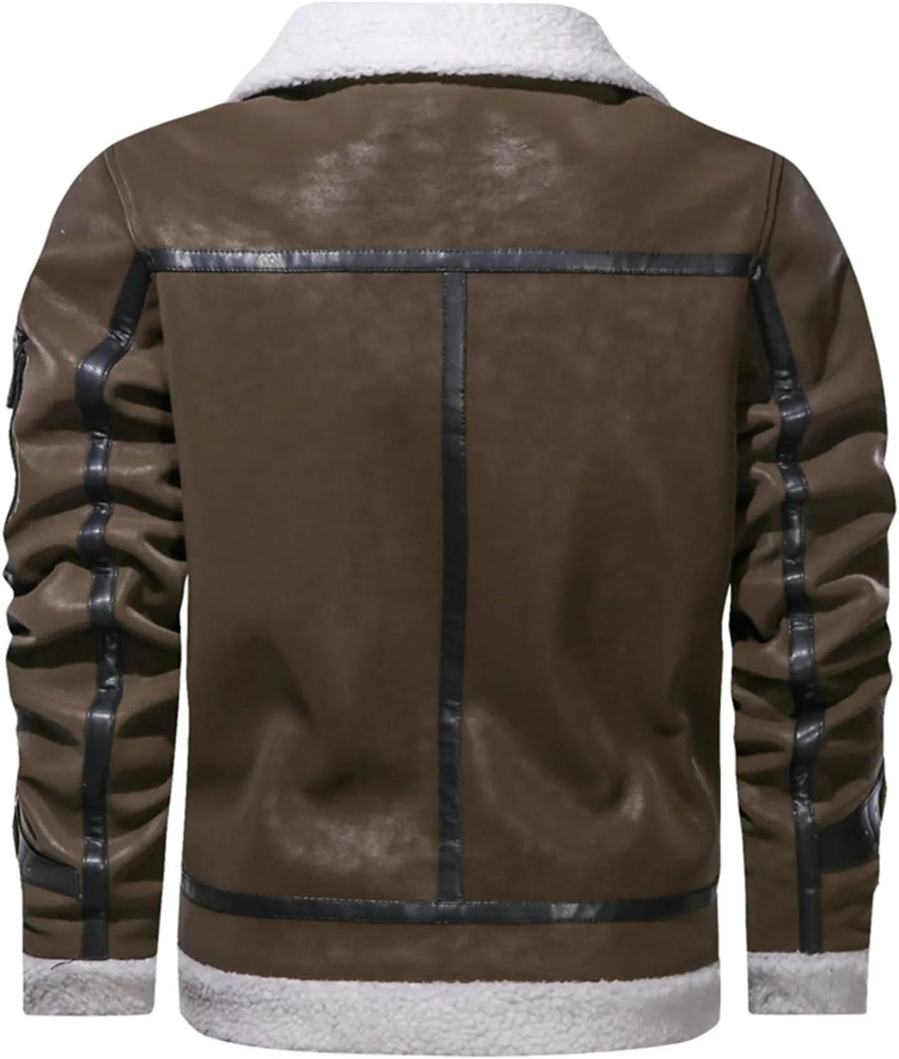 DGHM-JLMY Men's Fur Leather Coat Lapel Cashmere Cotton Military Jacket Thicken Cargo Coat Vintage Padded Warm Winter Coat