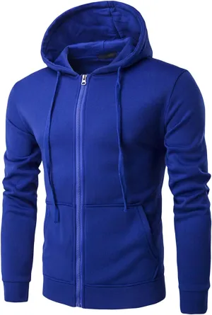 DGHM-JLMY Men's Zipper Solid Color Hoodie Heavyweight Full Zip Hoodie with Arm Zip Pocket Zip-Front Cotton-Blend Sweatshirt